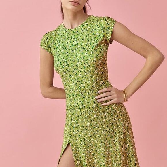 Reformation Gavin Dress in Samantha Light Green Floral Size 2 - Picture 2 of 8